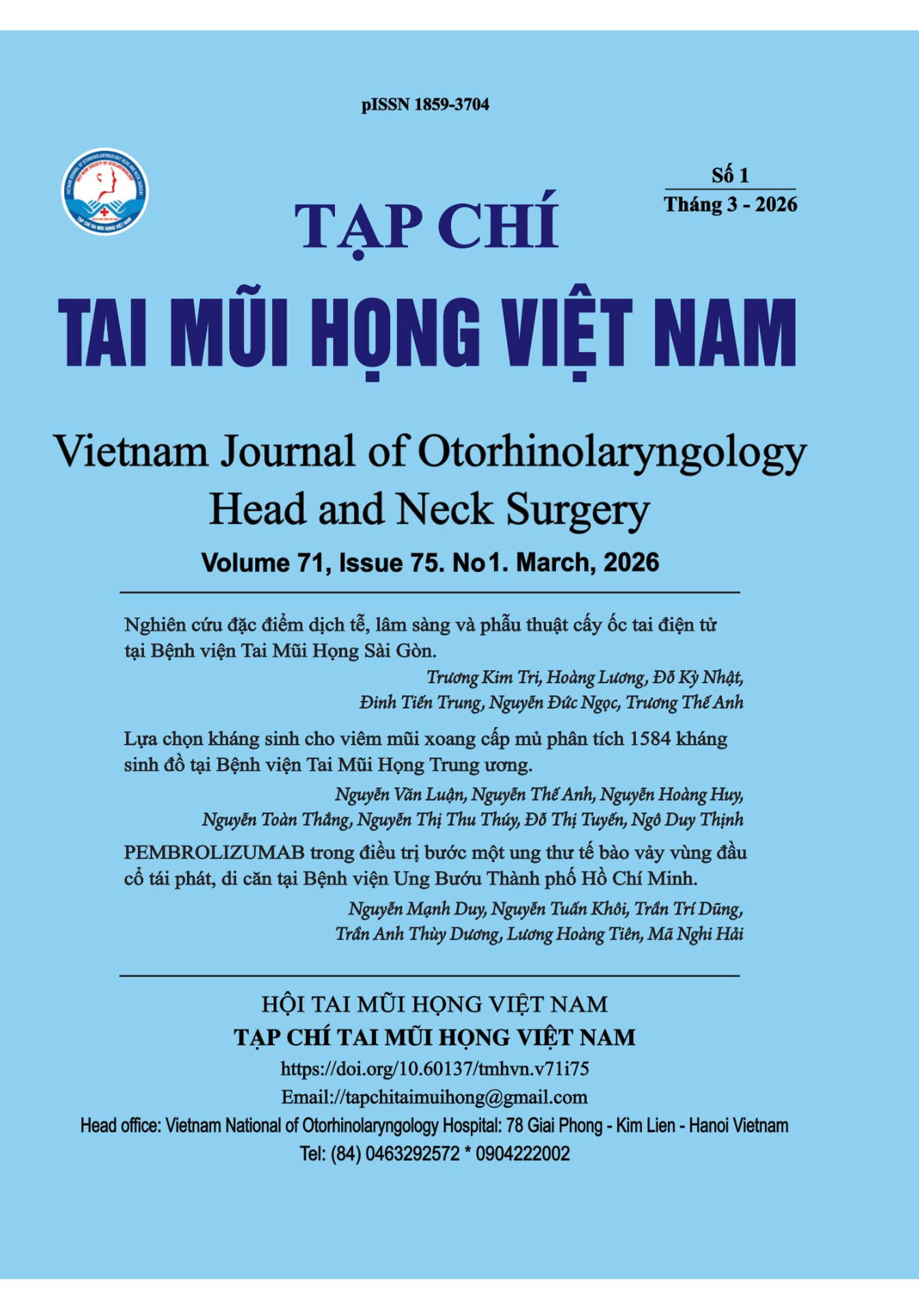 Journal of Otorhinolaryngology - Head and Neck Surgery